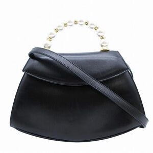 Salvatore Ferragamo Black Shoulder Bag with Pearl Handle